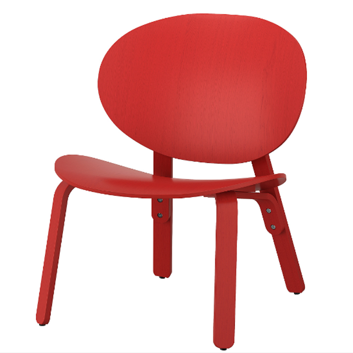 Easy Chair Red Stained Oak Veneer