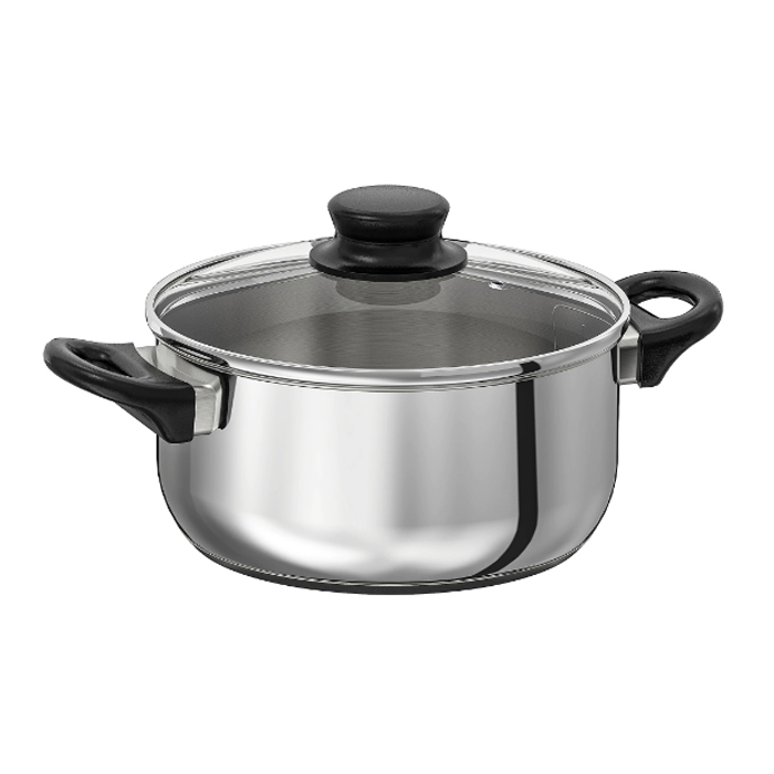 Pot with Lid Glass/Stainless Steel 