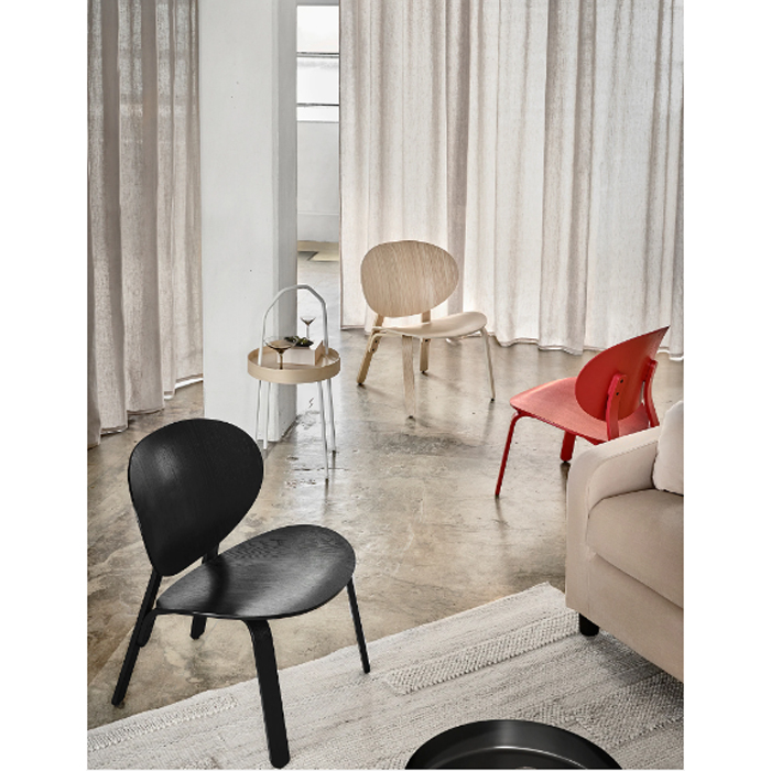 Easy Chair Red Stained Oak Veneer